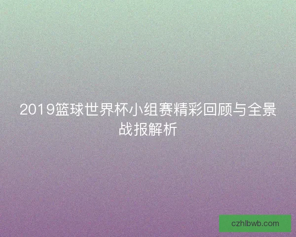 2019篮球世界杯小组赛精彩回顾与全景战报解析