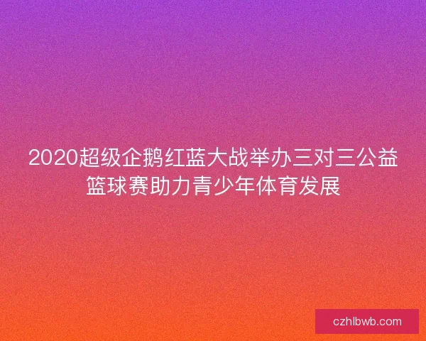 2020超级企鹅红蓝大战举办三对三公益篮球赛助力青少年体育发展